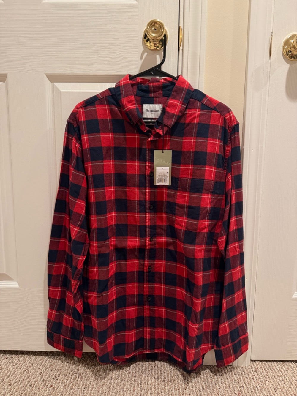 Goodfellow & Co Red and Navy Plaid Shirt